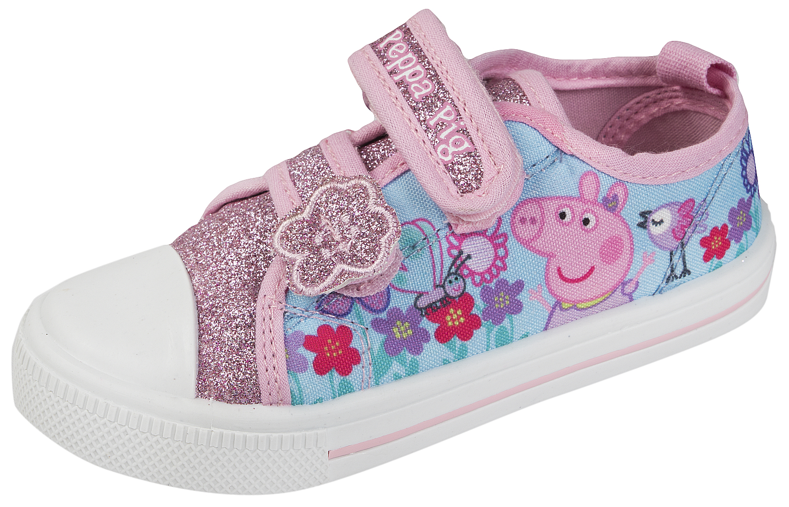 Girls Peppa Pig Canvas Pumps Mary Jane Plimsolls Pink Summer Shoes Kids ...